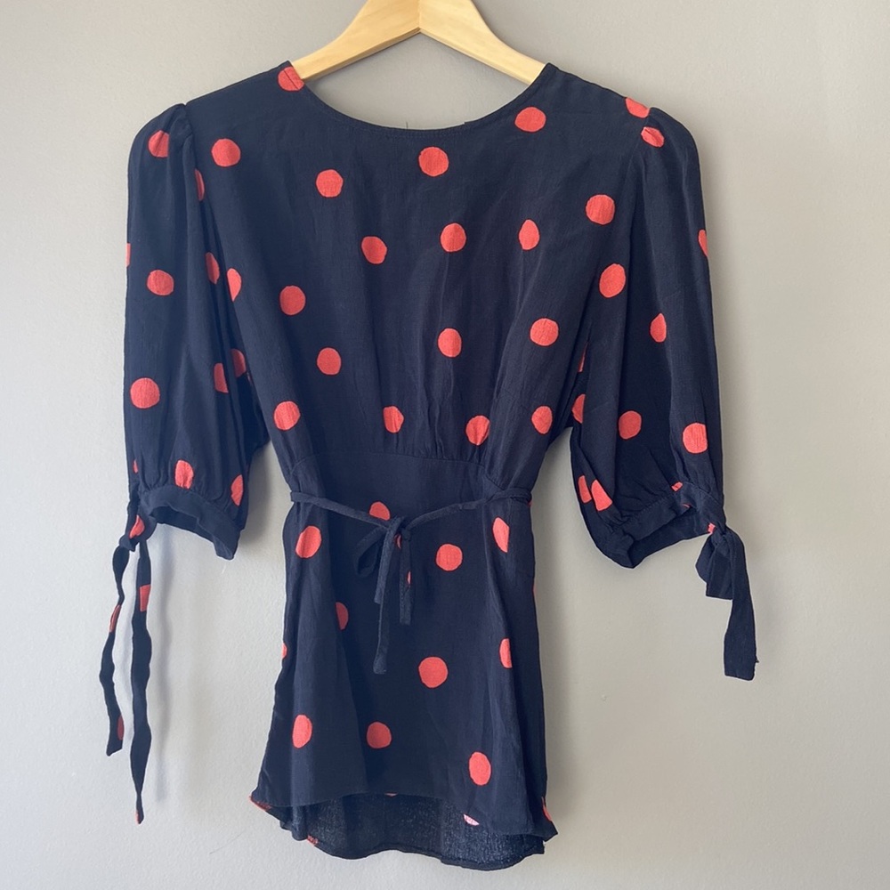 Nobody’s Child Black and Red Polka Tie Top